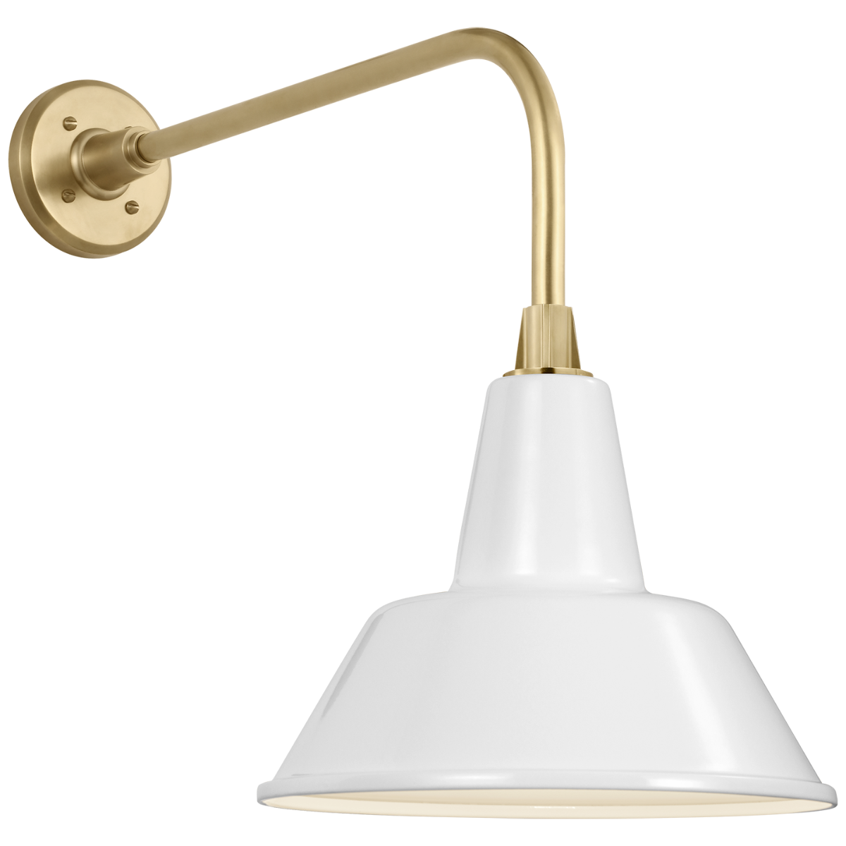 Academy 20" Rex Barn Light | Hand-Rubbed Antique Brass | 12.5 | 12.5" White Bowers Shade