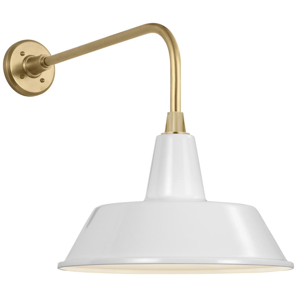Academy 20" Rex Barn Light | Hand-Rubbed Antique Brass | 16 | 16" White Bowers Shade