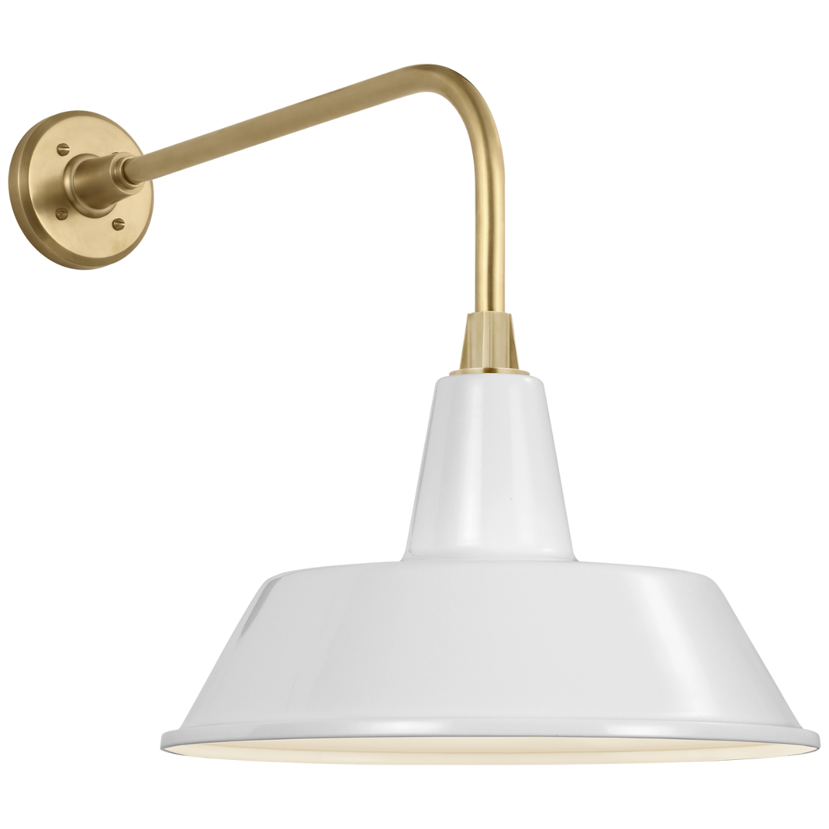 Academy 20" Rex Barn Light | Hand-Rubbed Antique Brass | 16 | 16" White Bowers Shade