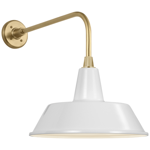 Academy 20" Rex Barn Light | Hand-Rubbed Antique Brass | 16 | 16" White Bowers Shade