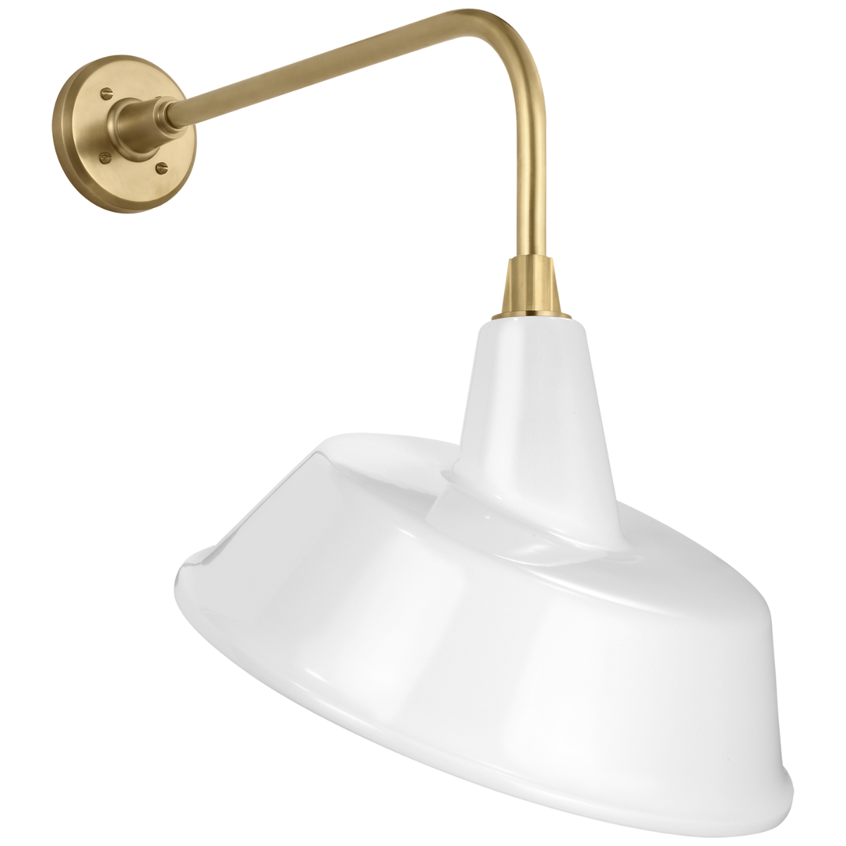 Academy 20" Rex Barn Light | Hand-Rubbed Antique Brass | 16 | 16" White Tilted Bowers Shade