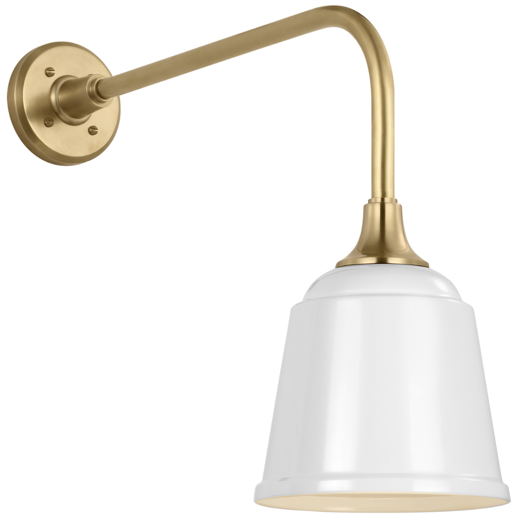 Academy 20" Rex Barn Light | Hand-Rubbed Antique Brass | 8 | 8" White Rockhouse Shade