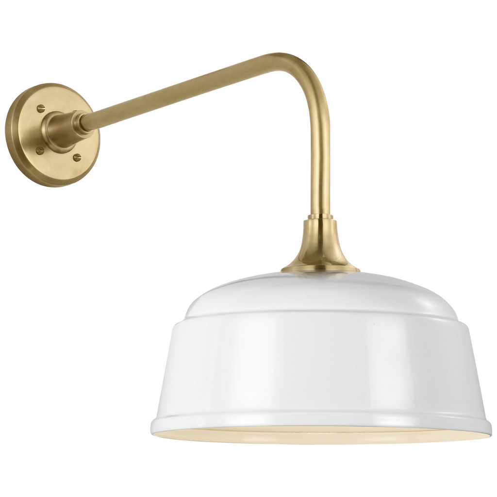 Academy 20" Rex Barn Light | Hand-Rubbed Antique Brass | 12.5 | 12.5" White Rockhouse Shade