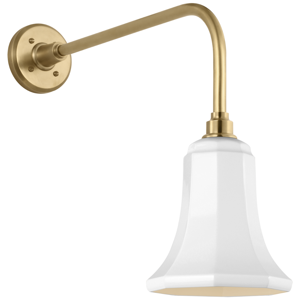Academy 20" Rex Barn Light | Hand-Rubbed Antique Brass | 7.5 | 7.5" White Savannah Shade