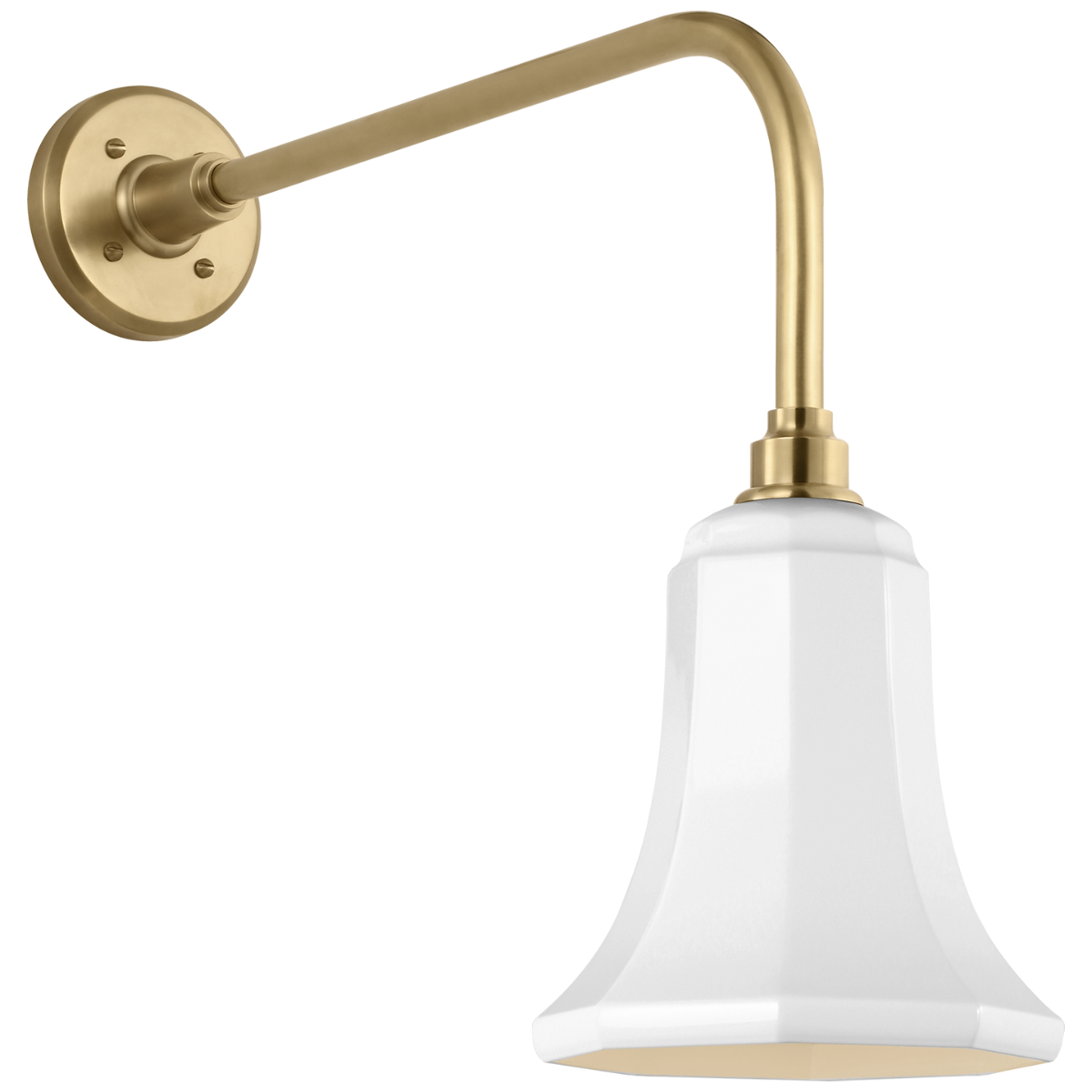 Academy 20" Rex Barn Light | Hand-Rubbed Antique Brass | 7.5 | 7.5" White Savannah Shade