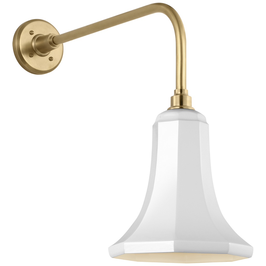 Academy 20" Rex Barn Light | Hand-Rubbed Antique Brass | 9.25 | 9.25" White Savannah Shade