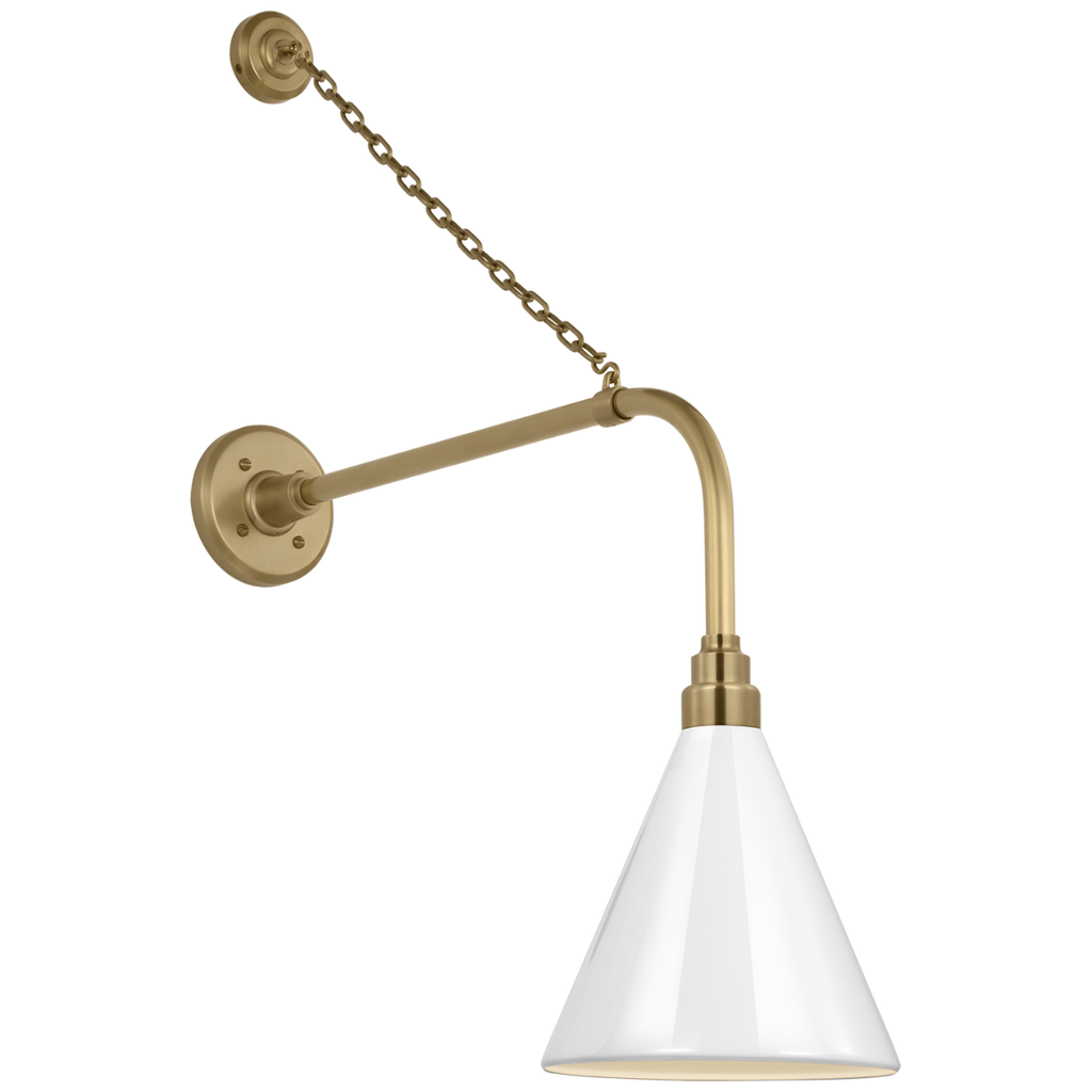 Academy 20" Anchored Rex Barn Light | Hand-Rubbed Antique Brass | 9 | 9" White Conical Savannah Shade