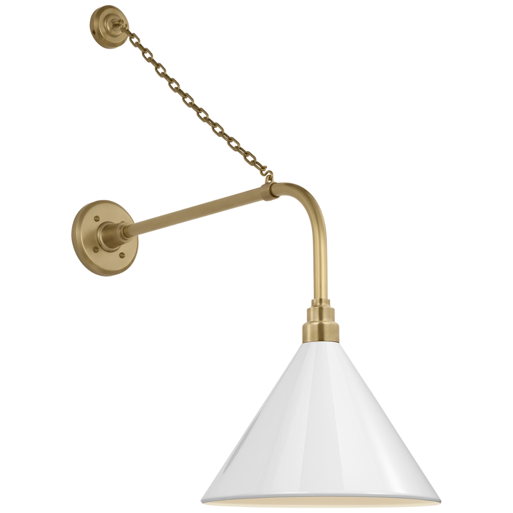 Academy 20" Anchored Rex Barn Light | Hand-Rubbed Antique Brass | 12.5 | 12.5" White Conical Savannah Shade