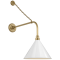 Academy 20" Anchored Rex Barn Light | Hand-Rubbed Antique Brass | 12.5 | 12.5" White Conical Savannah Shade