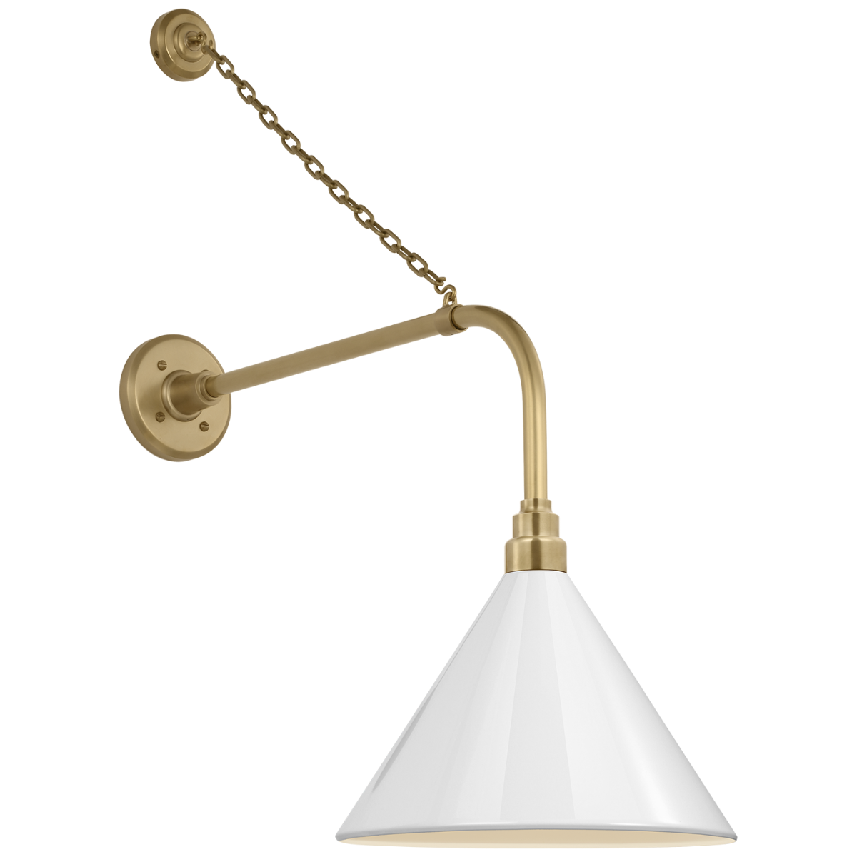 Academy 20" Anchored Rex Barn Light | Hand-Rubbed Antique Brass | 12.5 | 12.5" White Conical Savannah Shade