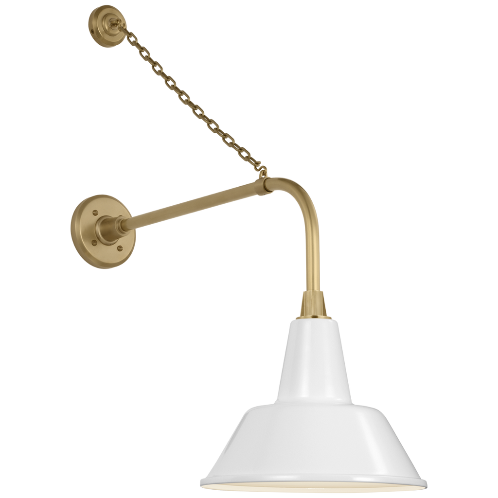 Academy 20" Anchored Rex Barn Light | Hand-Rubbed Antique Brass | 12.5 | 12.5" White Bowers Shade
