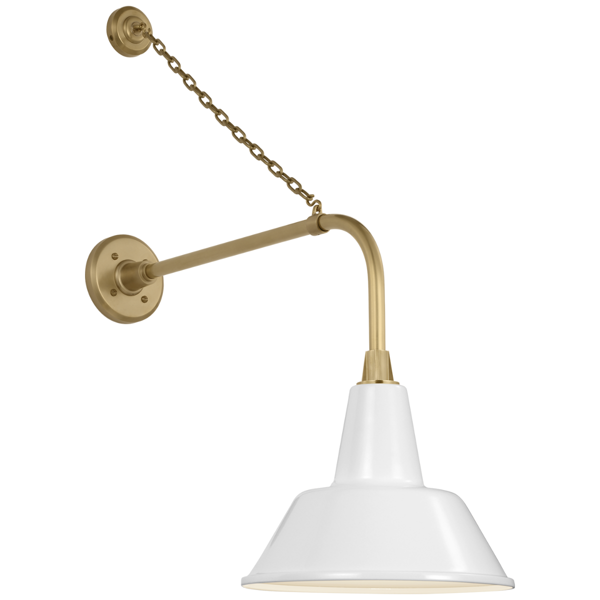 Academy 20" Anchored Rex Barn Light | Hand-Rubbed Antique Brass | 12.5 | 12.5" White Bowers Shade