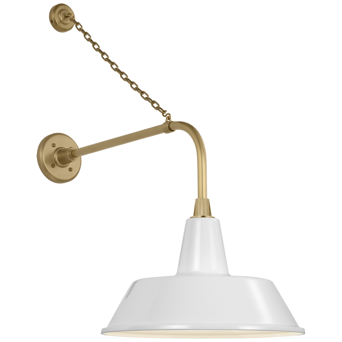 Academy 20" Anchored Rex Barn Light | Hand-Rubbed Antique Brass | 16 | 16" White Bowers Shade