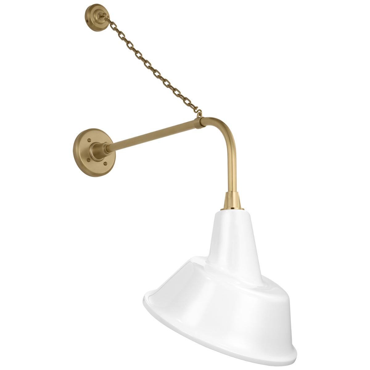 Academy 20" Anchored Rex Barn Light | Hand-Rubbed Antique Brass | 12.5 | 12.5" White Tilted Bowers Shade