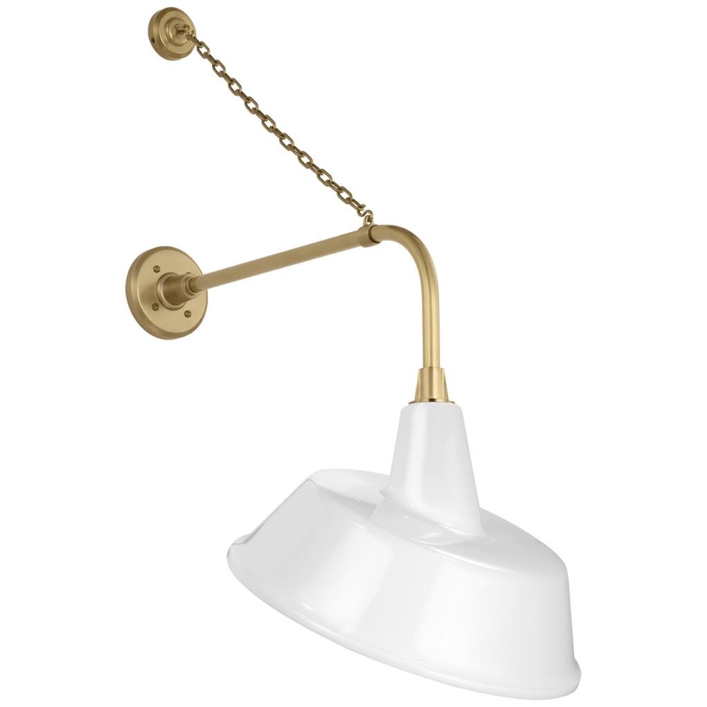 Academy 20" Anchored Rex Barn Light | Hand-Rubbed Antique Brass | 16 | 16" White Tilted Bowers Shade