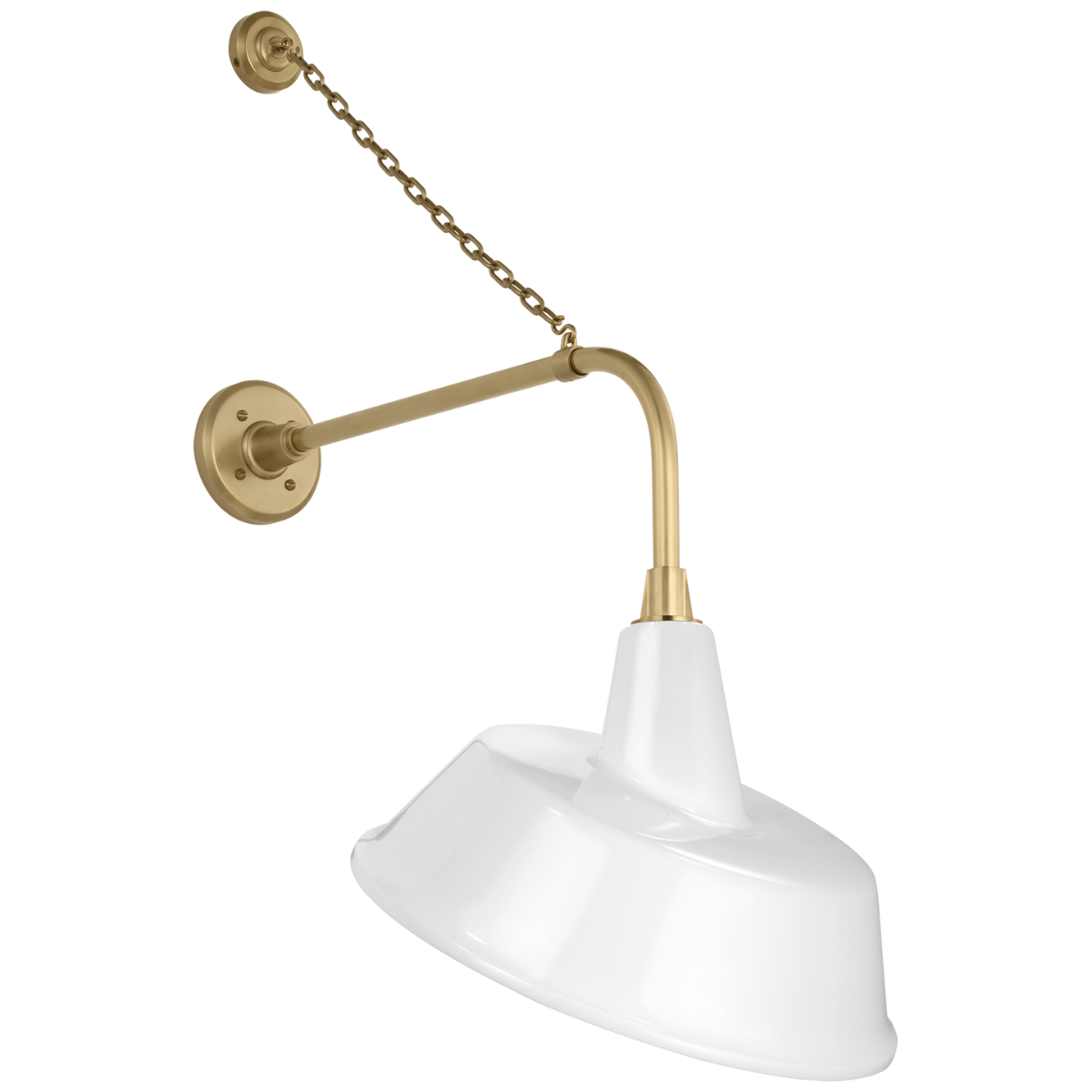 Academy 20" Anchored Rex Barn Light | Hand-Rubbed Antique Brass | 16 | 16" White Tilted Bowers Shade