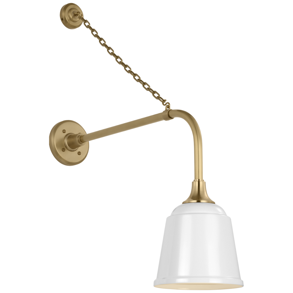 Academy 20" Anchored Rex Barn Light | Hand-Rubbed Antique Brass | 8 | 8" White Rockhouse Shade