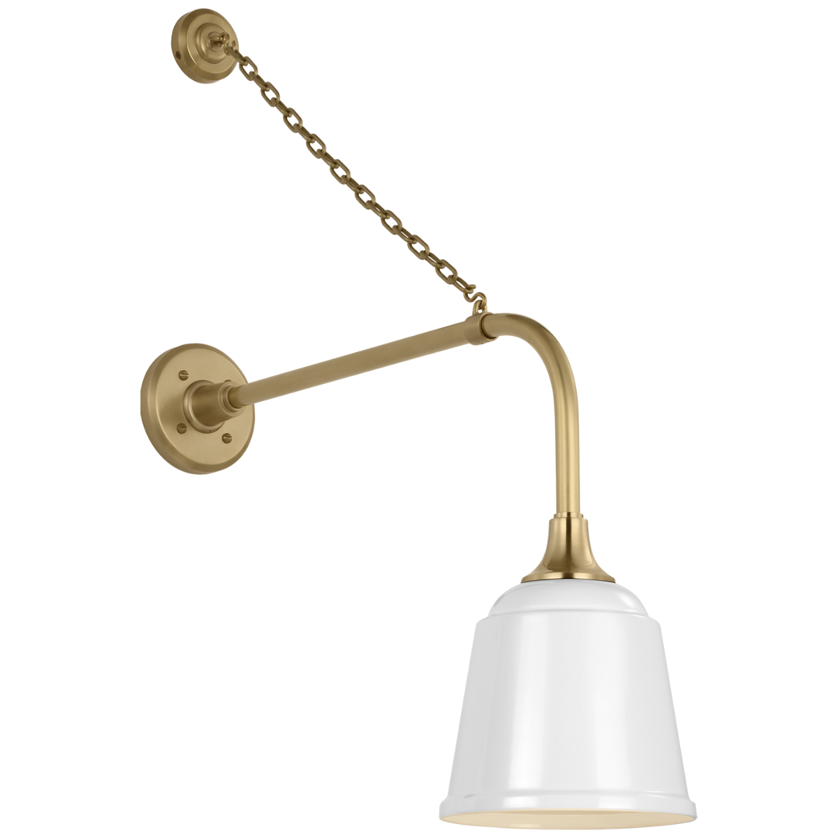 Academy 20" Anchored Rex Barn Light | Hand-Rubbed Antique Brass | 8 | 8" White Rockhouse Shade