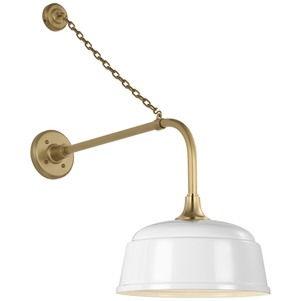 Academy 20" Anchored Rex Barn Light | Hand-Rubbed Antique Brass | 12.5 | 12.5" White Rockhouse Shade