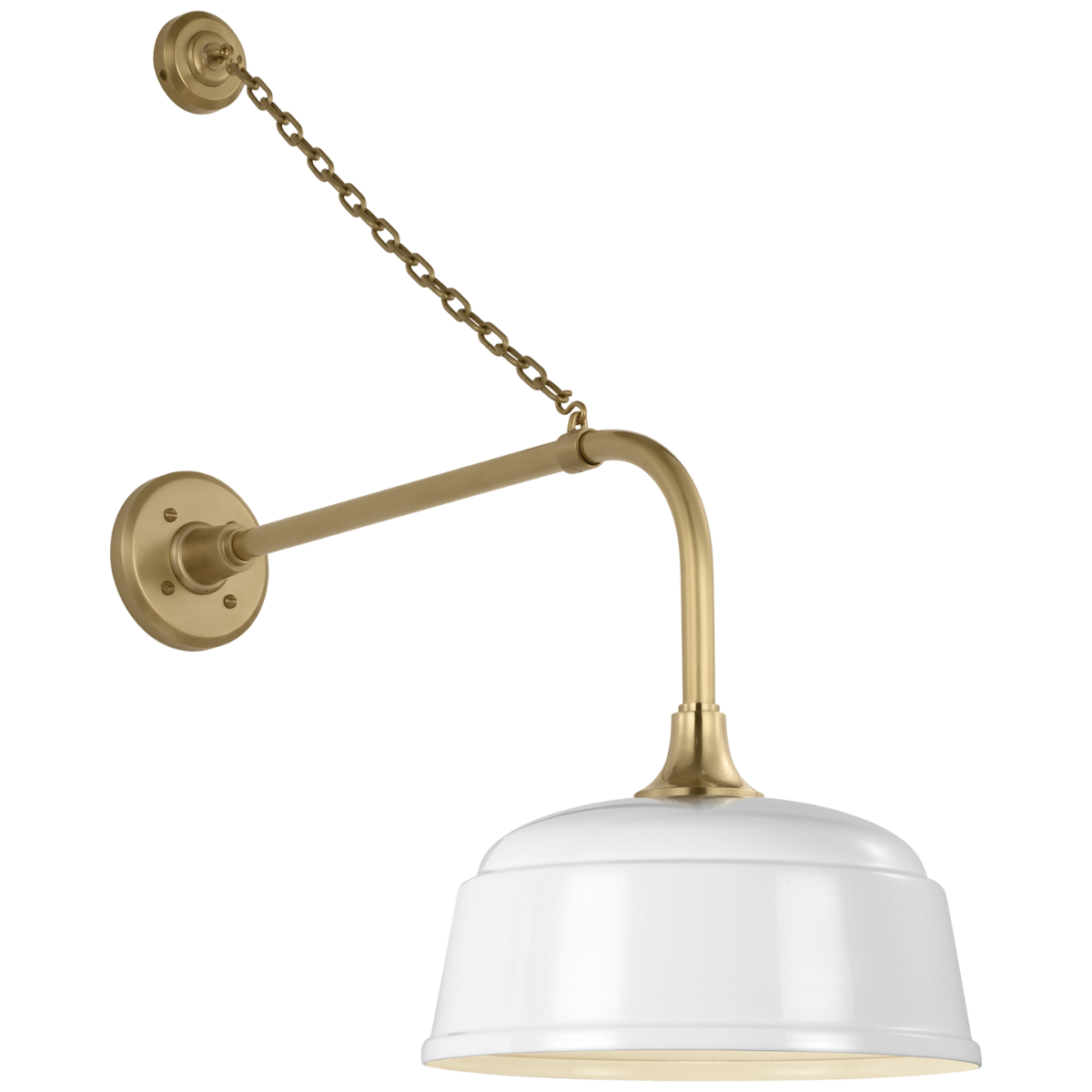 Academy 20" Anchored Rex Barn Light | Hand-Rubbed Antique Brass | 12.5 | 12.5" White Rockhouse Shade