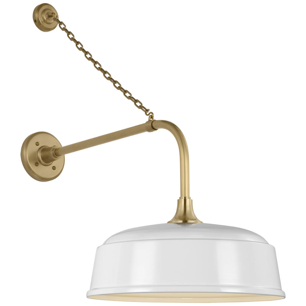 Academy 20" Anchored Rex Barn Light | Hand-Rubbed Antique Brass | 16 | 16" White Rockhouse Shade