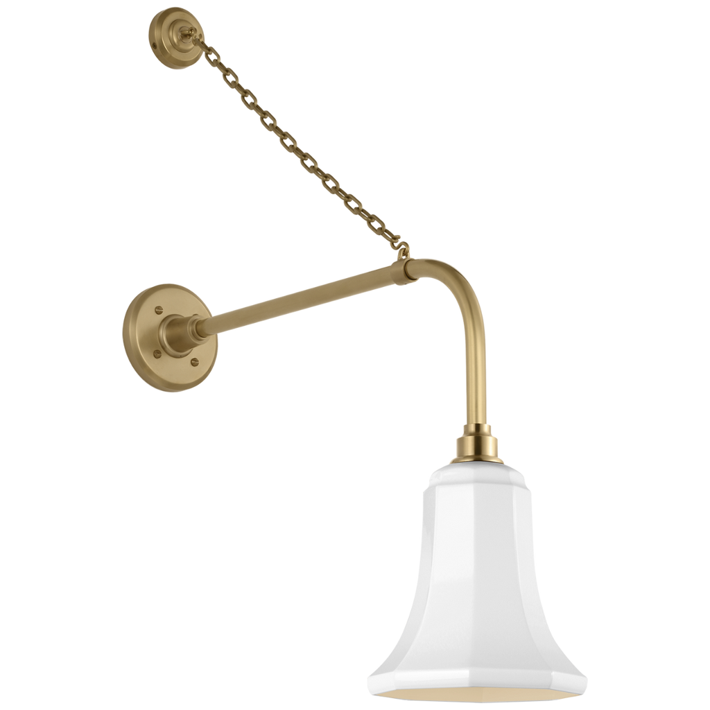 Academy 20" Anchored Rex Barn Light | Hand-Rubbed Antique Brass | 7.5 | 7.5" White Savannah Shade
