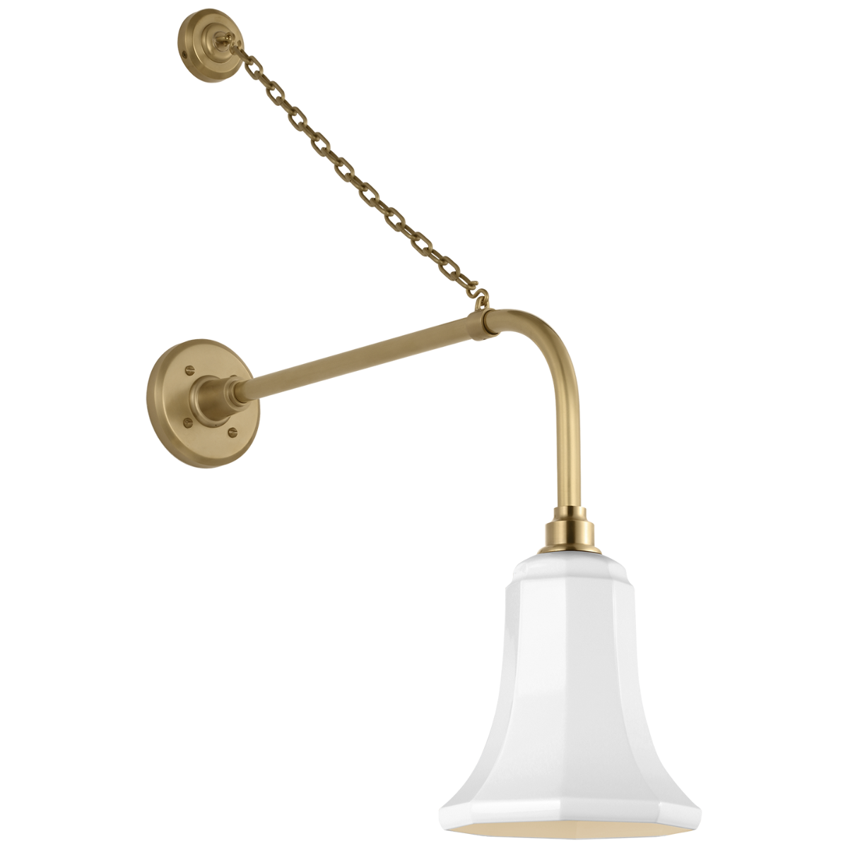 Academy 20" Anchored Rex Barn Light | Hand-Rubbed Antique Brass | 7.5 | 7.5" White Savannah Shade