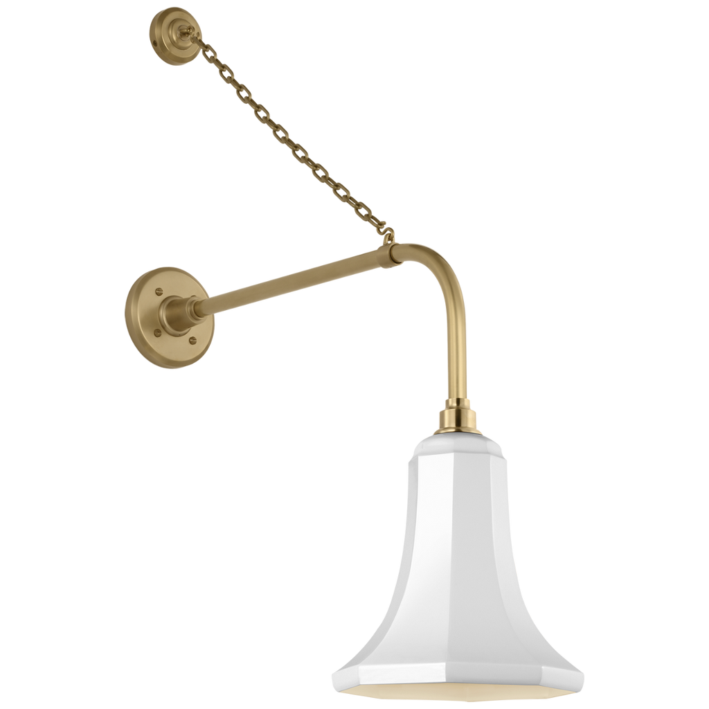 Academy 20" Anchored Rex Barn Light | Hand-Rubbed Antique Brass | 9.25 | 9.25" White Savannah Shade