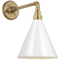 Academy 11" Mack Barn Light | Hand-Rubbed Antique Brass | 9 | 9" White Conical Savannah Shade
