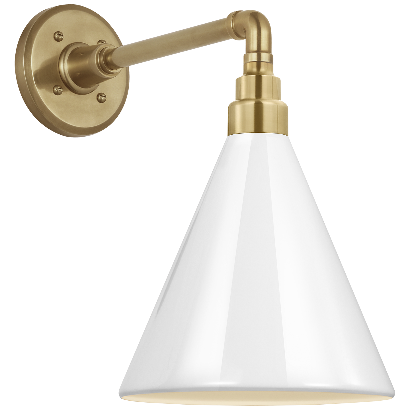 Academy 11" Mack Barn Light | Hand-Rubbed Antique Brass | 9 | 9" White Conical Savannah Shade