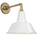 Academy 11" Mack Barn Light | Hand-Rubbed Antique Brass | 12.5 | 12.5" White Bowers Shade