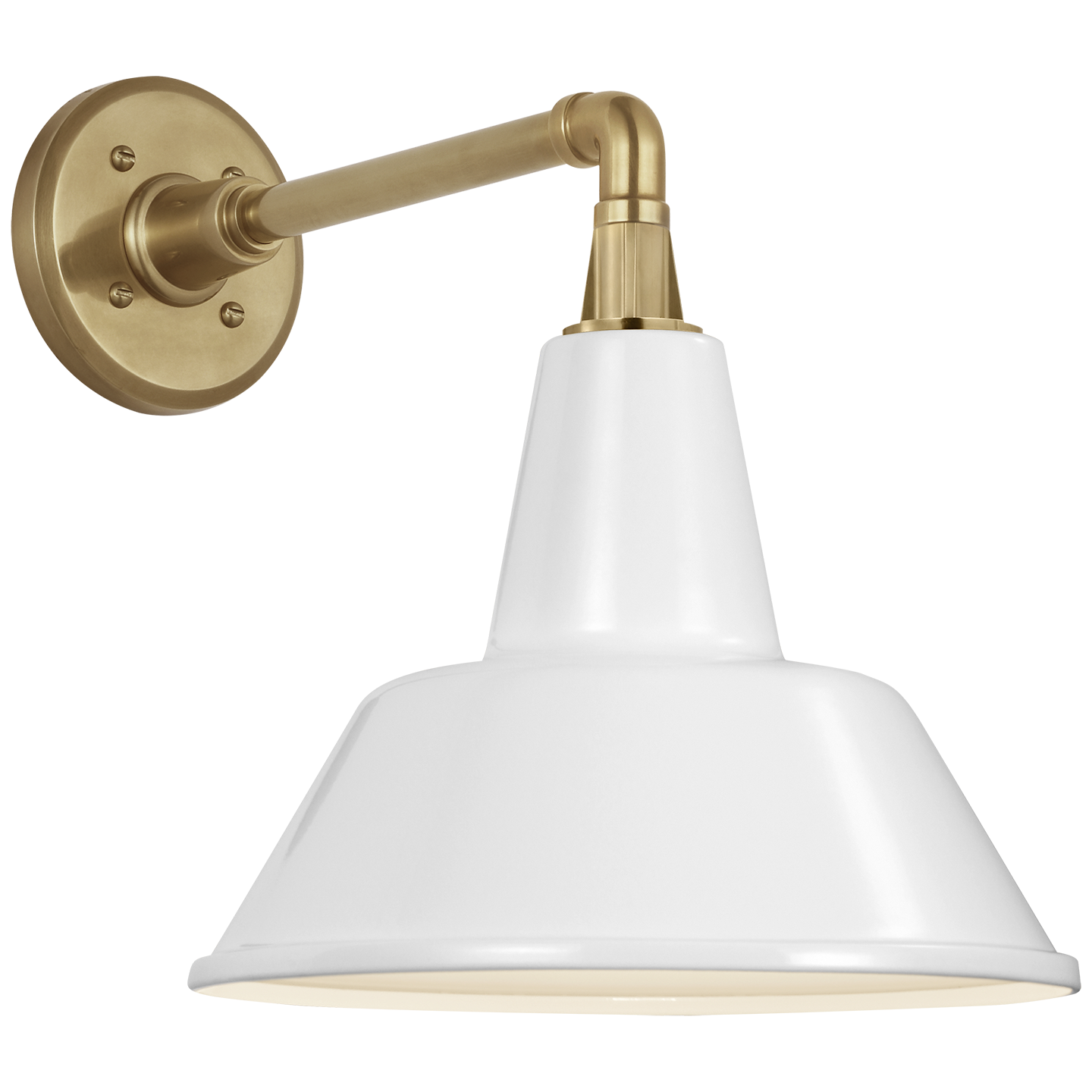 Academy 11" Mack Barn Light | Hand-Rubbed Antique Brass | 12.5 | 12.5" White Bowers Shade