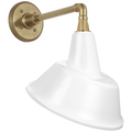 Academy 11" Mack Barn Light | Hand-Rubbed Antique Brass | 12.5 | 12.5" White Tilted Tilted Bowers Shade