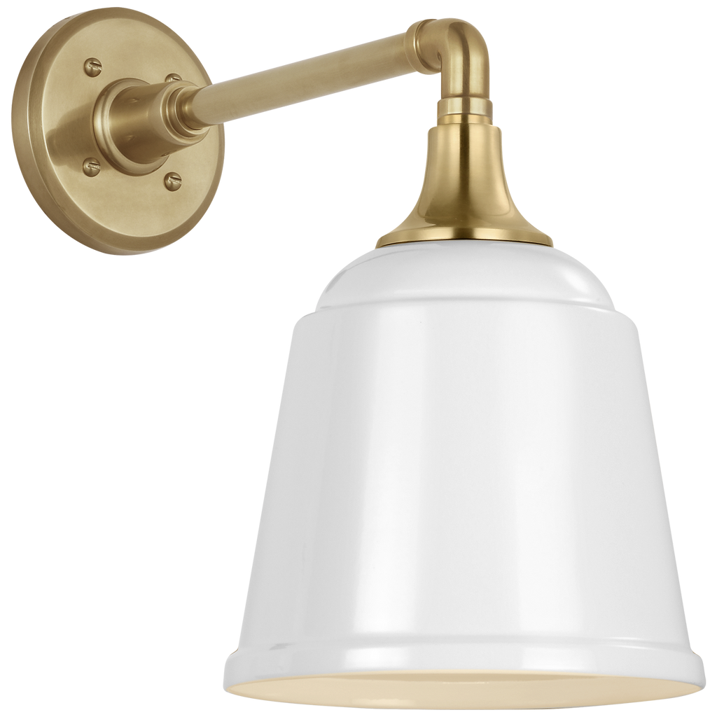 Academy 11" Mack Barn Light | Hand-Rubbed Antique Brass | 8 | 8" White Rockhouse Shade