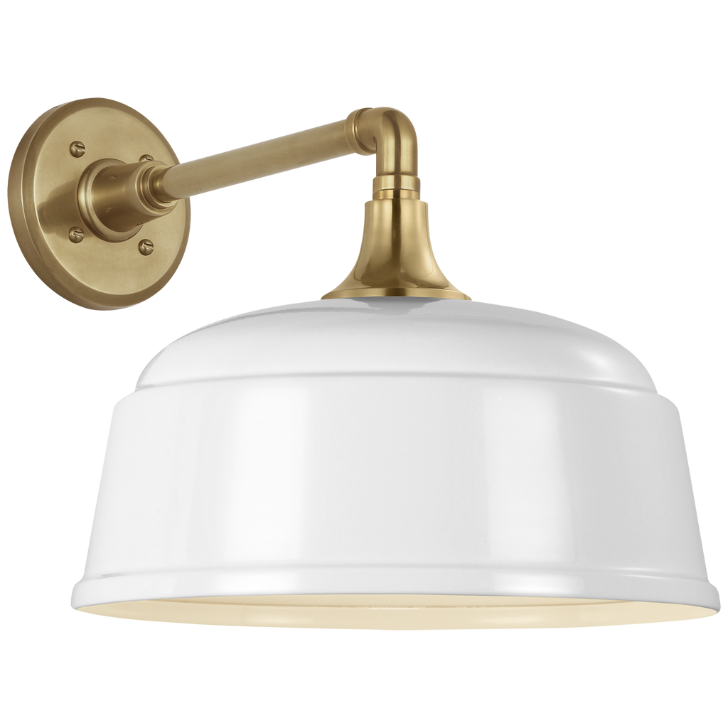 Academy 11" Mack Barn Light | Hand-Rubbed Antique Brass | 12.5 | 12.5" White Rockhouse Shade