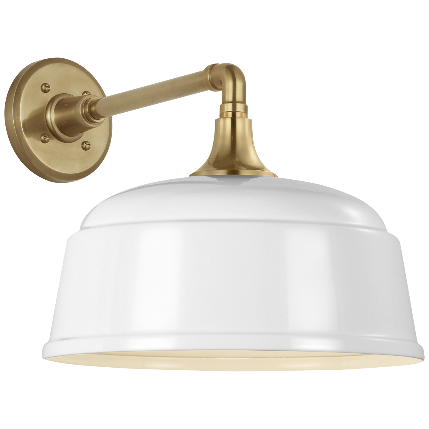 Academy 11" Mack Barn Light | Hand-Rubbed Antique Brass | 12.5 | 12.5" White Rockhouse Shade