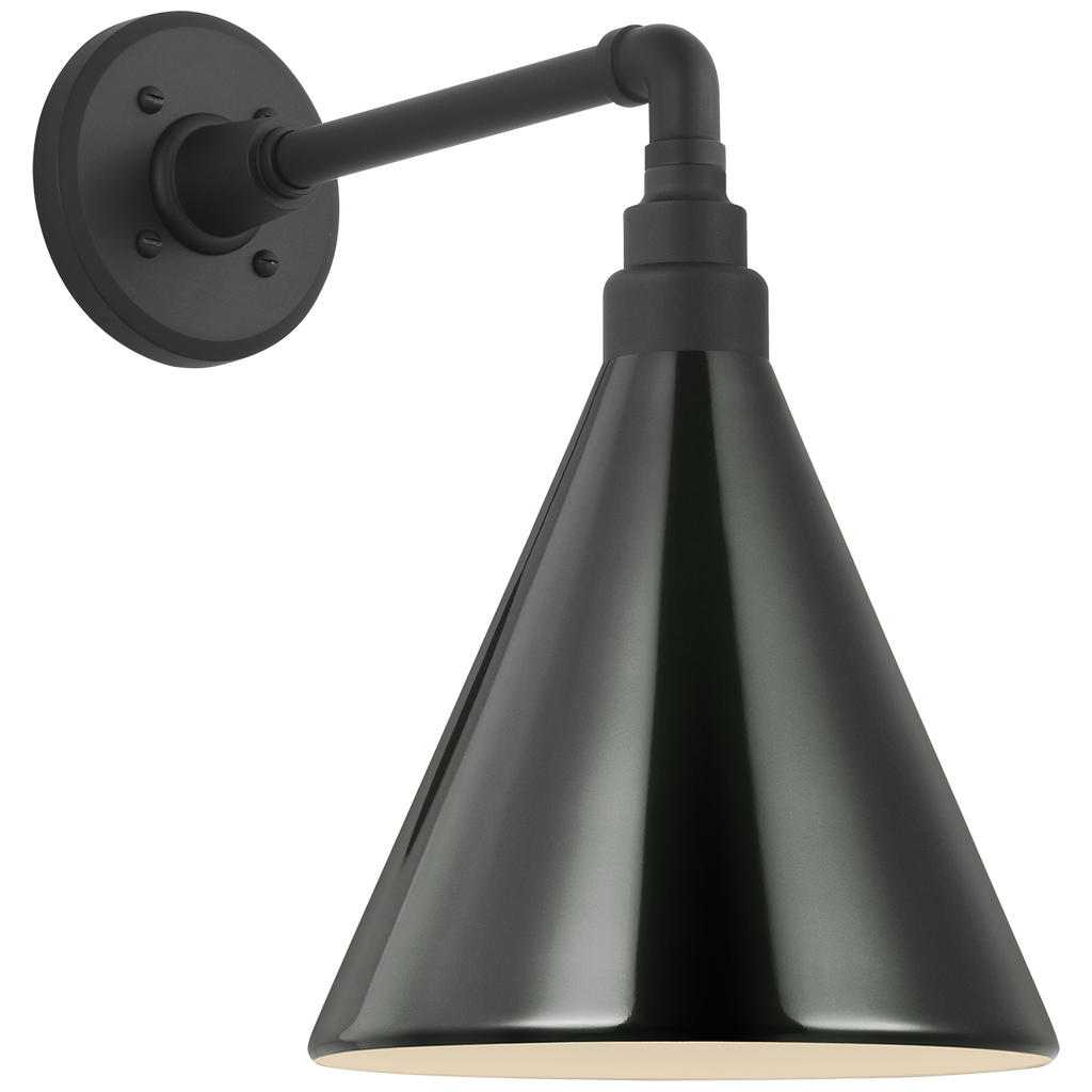 Academy 11" Mack Barn Light | Matte Black | 9 | 9" Green Conical Savannah Shade