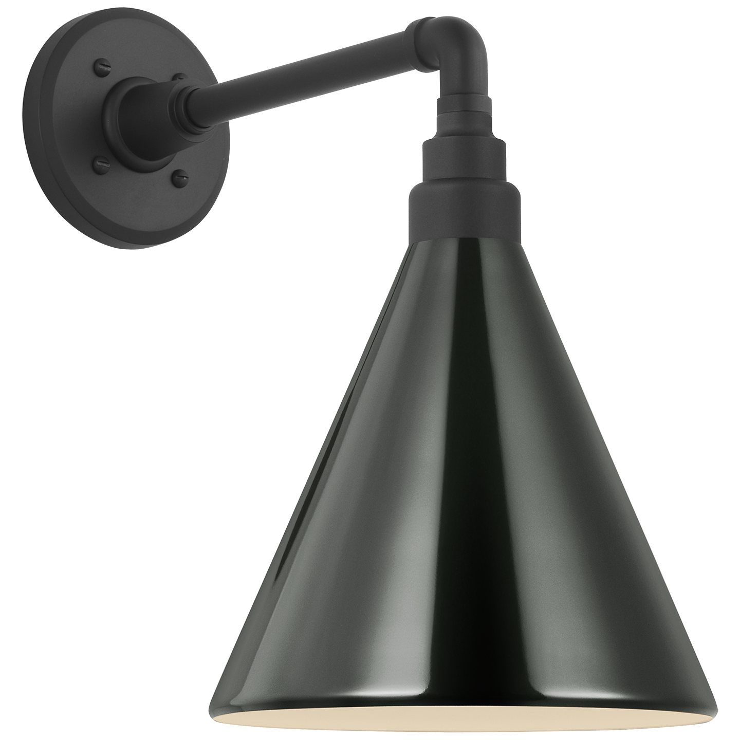 Academy 11" Mack Barn Light | Matte Black | 9 | 9" Green Conical Savannah Shade