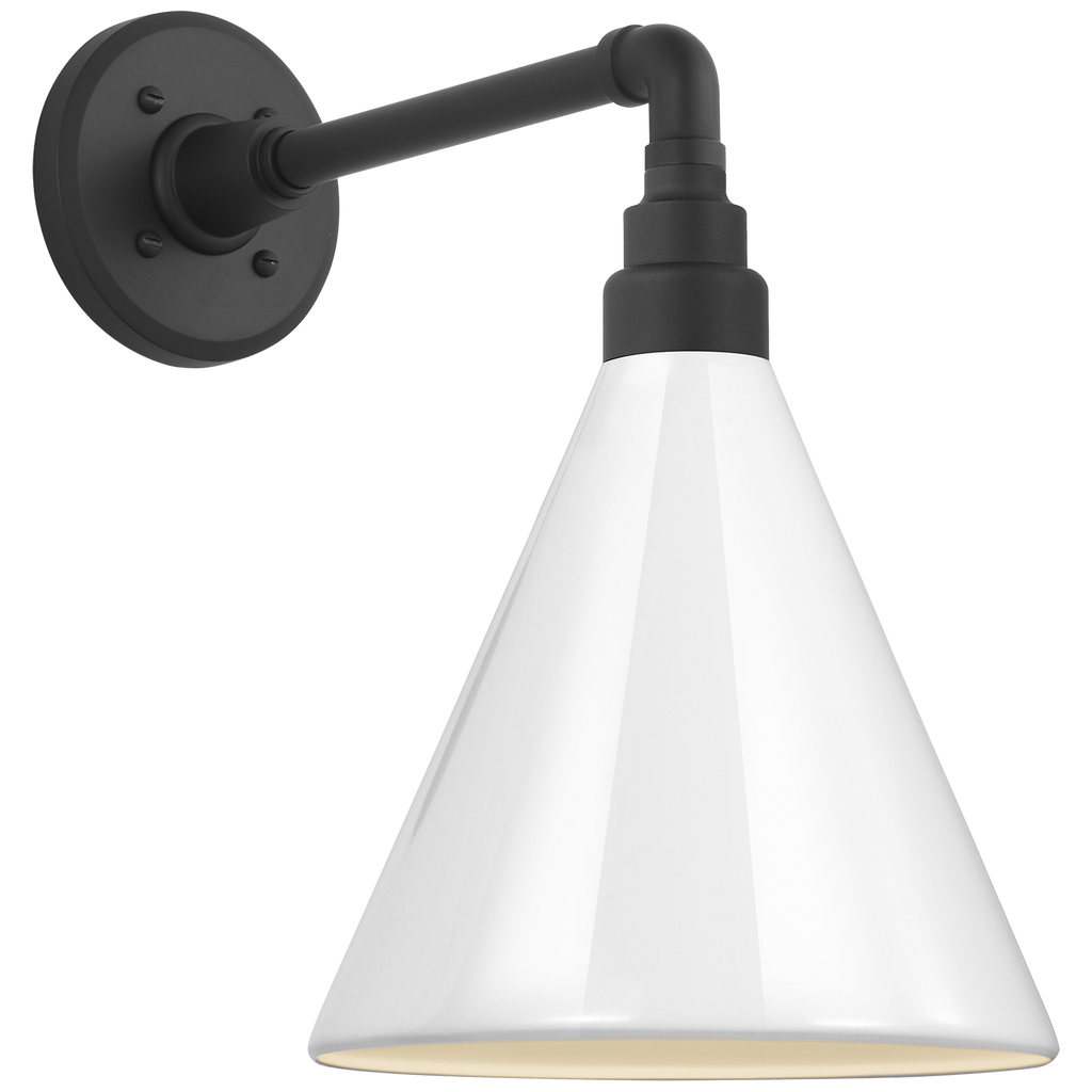 Academy 11" Mack Barn Light | Matte Black | 9 | 9" White Conical Savannah Shade