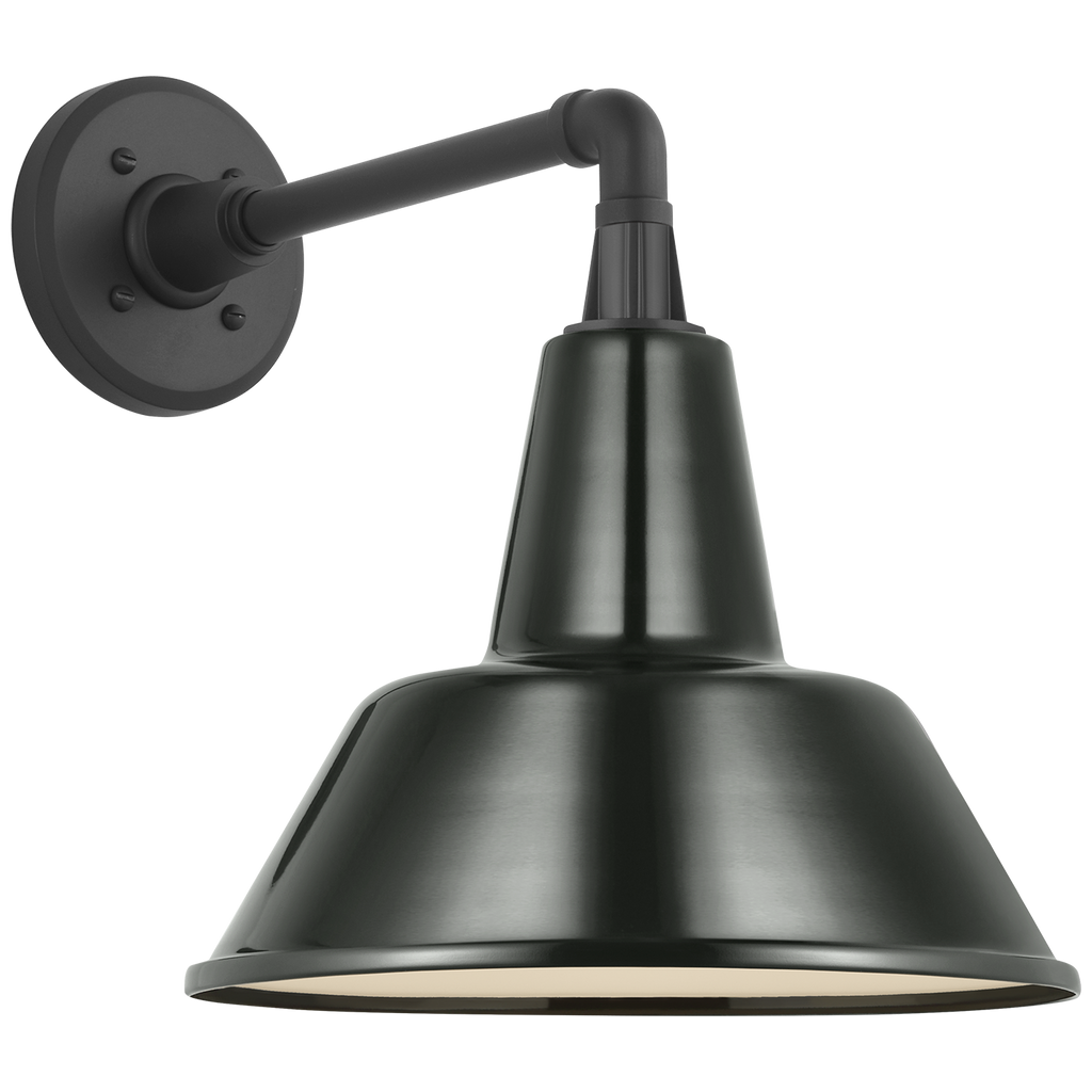 Academy 11" Mack Barn Light | Matte Black | 12.5 | 12.5" Green Bowers Shade