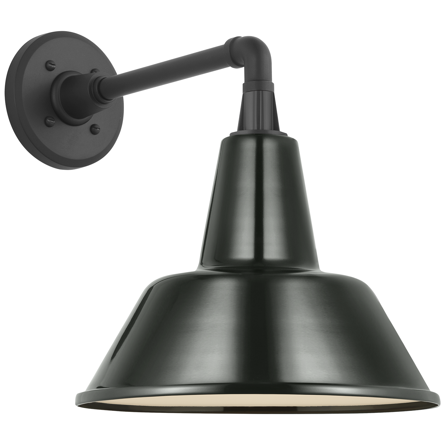 Academy 11" Mack Barn Light | Matte Black | 12.5 | 12.5" Green Bowers Shade