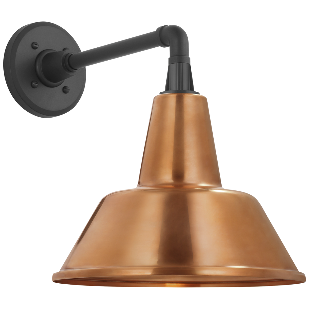 Academy 11" Mack Barn Light | Matte Black | 12.5 | 12.5" Soft Copper Bowers Shade