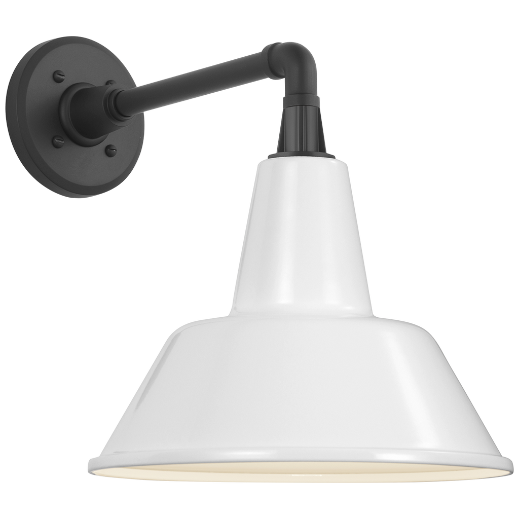 Academy 11" Mack Barn Light | Matte Black | 12.5 | 12.5" White Bowers Shade