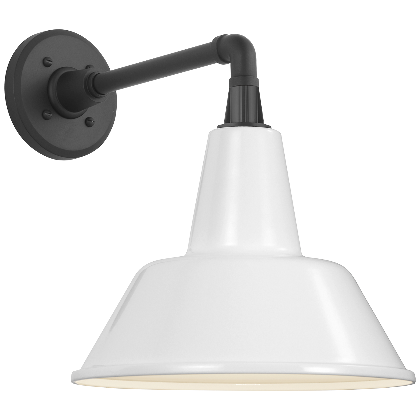 Academy 11" Mack Barn Light | Matte Black | 12.5 | 12.5" White Bowers Shade