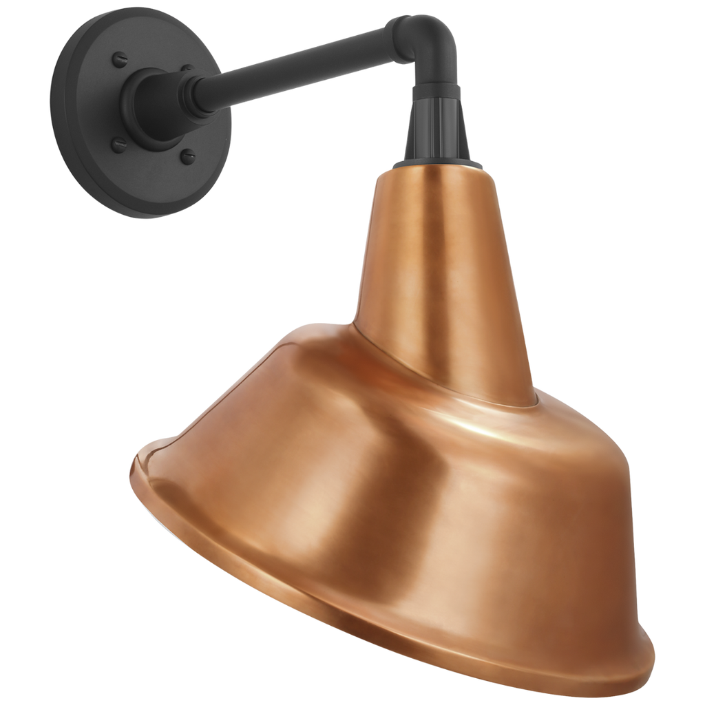 Academy 11" Mack Barn Light | Matte Black | 12.5 | 12.5" Soft Copper Tilted Bowers Shade