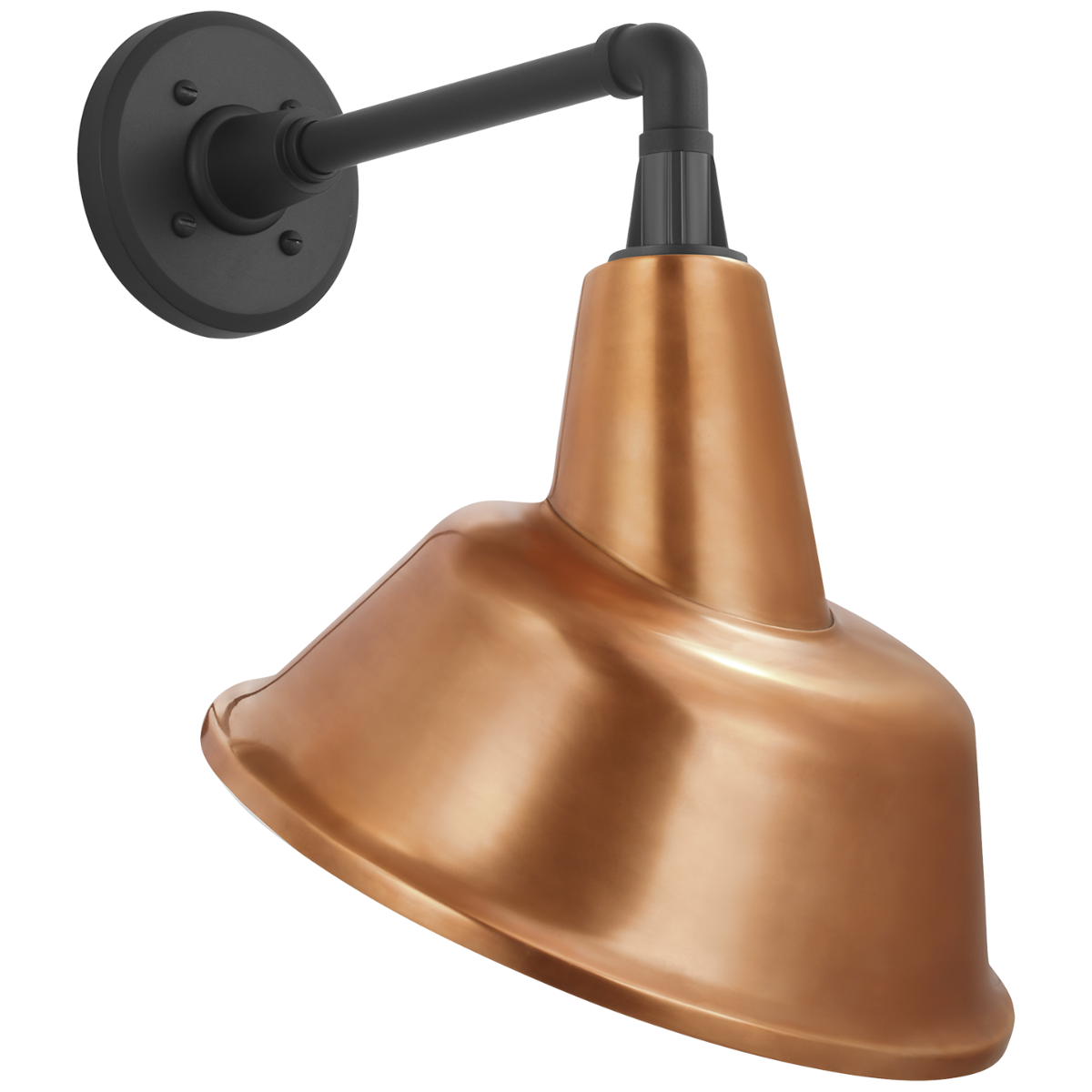 Academy 11" Mack Barn Light | Matte Black | 12.5 | 12.5" Soft Copper Tilted Bowers Shade