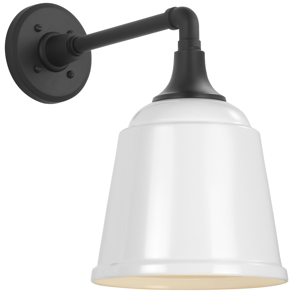 Academy 11" Mack Barn Light | Matte Black | 8 | 8" White Rockhouse Shade