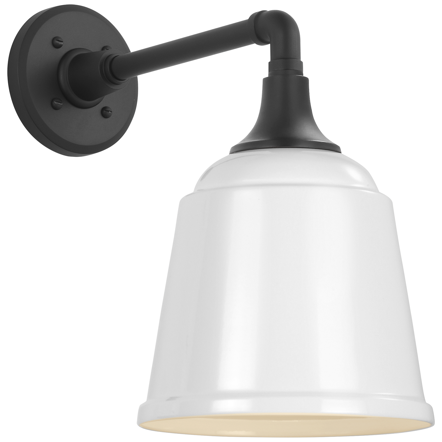 Academy 11" Mack Barn Light | Matte Black | 8 | 8" White Rockhouse Shade