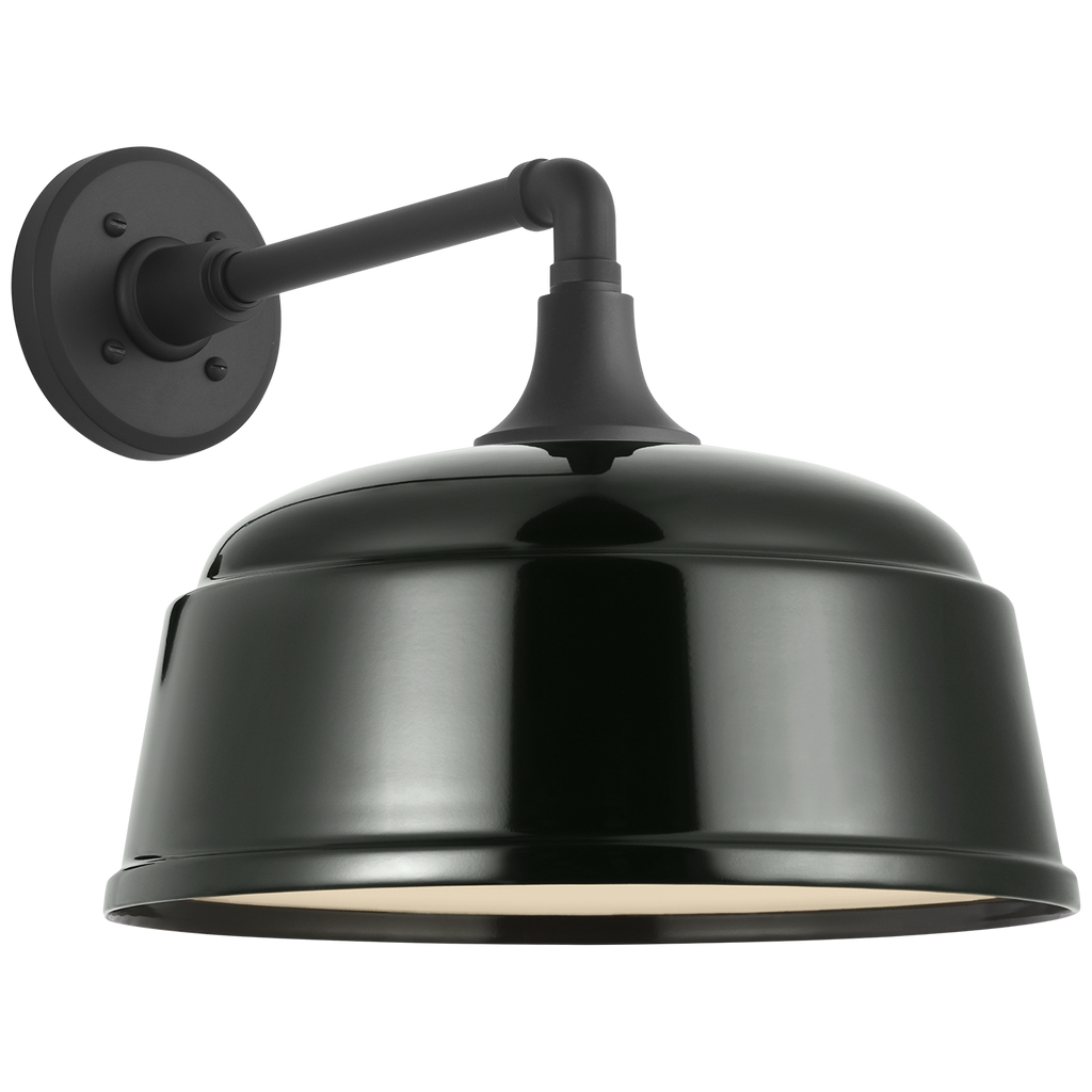Academy 11" Mack Barn Light | Matte Black | 12.5 | 12.5" Green Rockhouse Shade