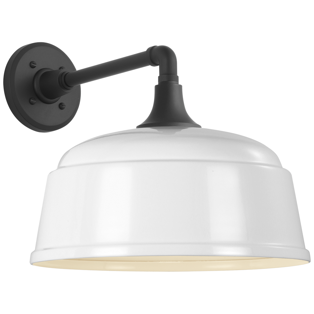 Academy 11" Mack Barn Light | Matte Black | 12.5 | 12.5" White Rockhouse Shade